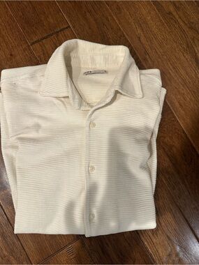 .N.S White Textured Long Sleeve Shirt – Size Small – Modern NYC Minimalist Style